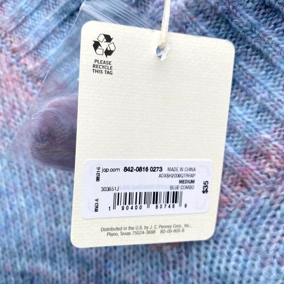 Sweater Blue Pink Cotton Candy Ombre Striped Knit - Picture 5 of 9